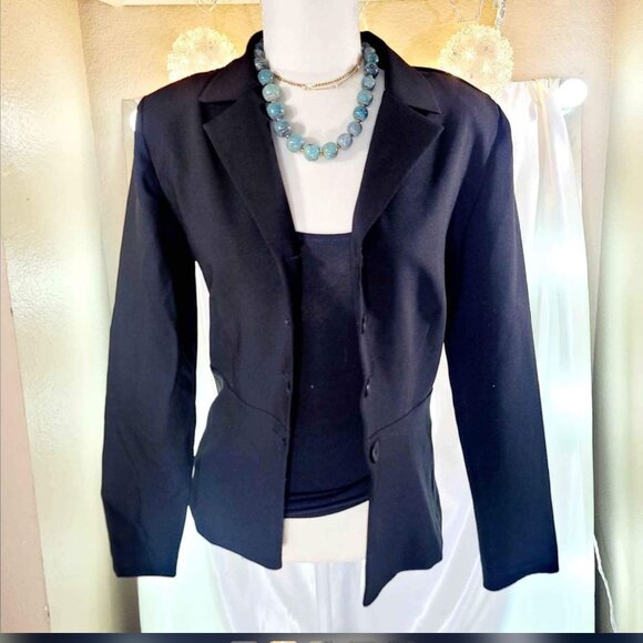 Amy Byer A. Byer Women's Long Sleeve Button Welt Jacket Blazer Black, Size M - Picture 2 of 6